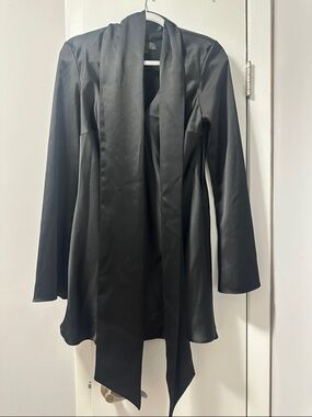 Zara Black Long-Sleeve Draped Dress